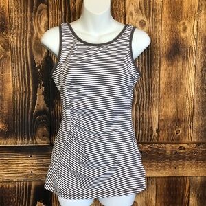 Lolë Gray/White Striped Ruched Workout Tank Sz 3